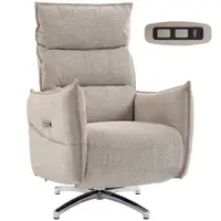 HOMCOM Fotoliu relax electric rotativ pentru adulți, fotoliu cu material aspect in și porturi de încărcare, bej | Aosom Romania