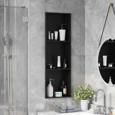 vidaXL Nisă de Duș Negru 92 x 32 x 10 cm Oţel inoxidabil
