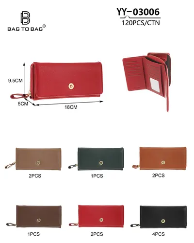 ​Portofel Engros de Damă Lung Bag to Bag cu Textură Granulară și Capsă, YY-03006