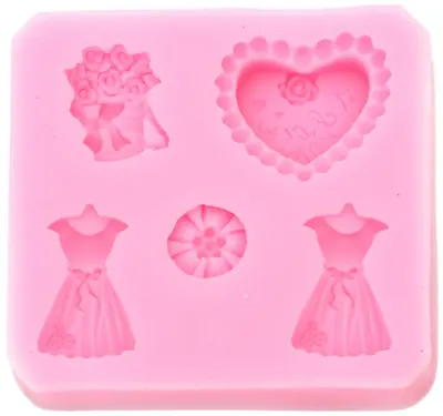 Mold din silicon (calup) Em Art - Rochii și inimă, 78 x 72 x 16 mm