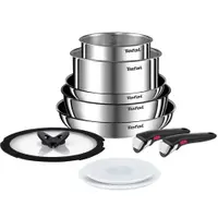Set de 10 piese Tefal Ingenio Emotion, tigaie 22 26 cm, cratita 24 cm, craticioare 16 20 cm, capac ermetic 16 20 cm, 2 manere detasabile, capac sticla