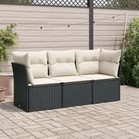 Gossi set mobilier de gradina cu perne, 3 piese, negru, poliratan
