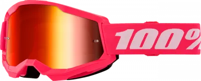 Ochelari cross atv 100% Strata 2 Pink, lentila oglinda, culoare rama roz