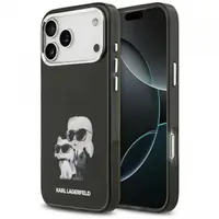 Husa MagSafe pentru Apple iPhone 17 Pro, Karl Lagerfeld, IML Aquarelle Logo Karl & Choupette, Neagra