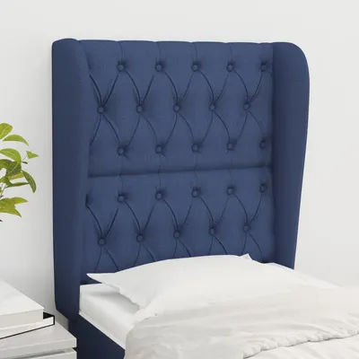 vidaXL Tăblie de pat cu aripioare, albastru, 83x23x118/128 cm, textil