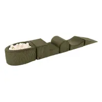 Teren de joacă din spumă kaki 5 buc. din catifea reiată înălțime 30 cm 250x45 cm Montessori – Meowbaby