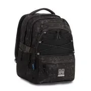 Ghiozdan Mitama, 3 compartimente, design negru, 43 x 32 x 22 cm