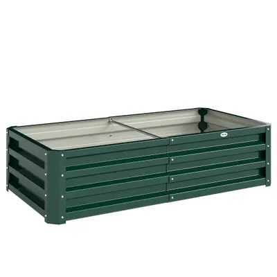 Outsunny Pat de Gradina Galvanizat Inaltat pentru Cultivare Legume Flori Plante Aromatice Cutie de Plantare Metalica Verde 120x90x30cm | Aosom Romania