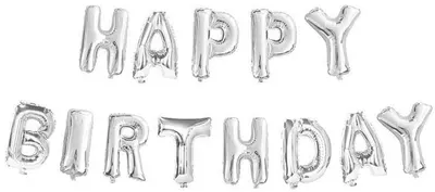 Set de litere argintii PartyGo - Happy Birthday