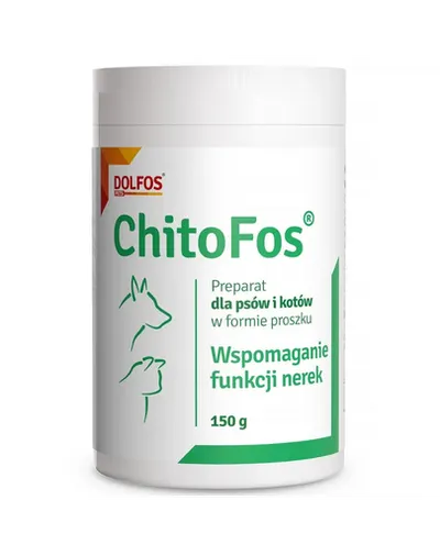 Pudră susținere funcție renală câini și pisici DOLFOS ChitoFos 150 g cu chitosan și carbonat de calciu