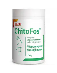 Pudră susținere funcție renală câini și pisici DOLFOS ChitoFos 150 g cu chitosan și carbonat de calciu