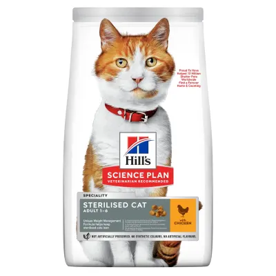Hrana uscata pentru pisici Hill s SP Sterilised cu pui 1,5 kg