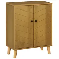 HOMCOM Dulap Vintage cu Uși Chevron Duble și Picioare din Lemn de Pin, Efect de Lemn Natural, Design Retro | Aosom Romania