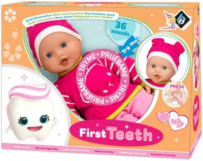 Păpuşă bebeluş Loko Toys - Primul dinte, 46 cm