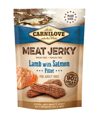 CARNILOVE Jerky Lamb with Salmon fillet 100g Recompense caini, cu miel si somon
