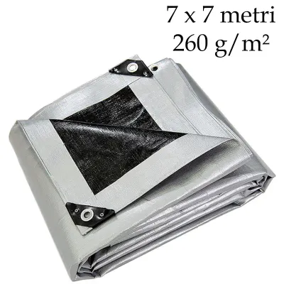 Prelata premium impermeabila 7x7 m, PE 260 g/mp, rezistenta la conditii extreme