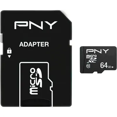 Card Memorie microSDXC PNY Performance Plus, 64Gb, Clasa 10, Cu Adaptor P-SDU64G10PPL-GE