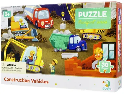 Puzzle pentru copii Dodo Transport Series - Vehicule de constructii, 30 de bucati
