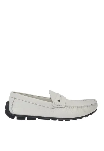 Pantofi loafer din piele Tumble - Alb murdar