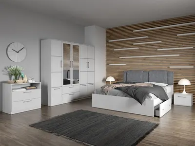 Set dormitor complet Alb cu comodă- Acapulco - C12