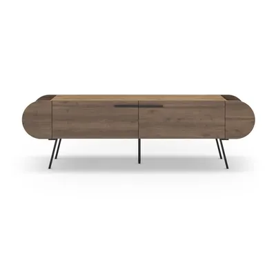 Masă TV în culoare naturală cu aspect de lemn de nuc 195x57 cm Saluso – Marckeric