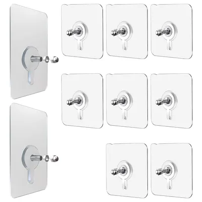 Set 10 carlige autoadezive ultrarezistente, transparente
