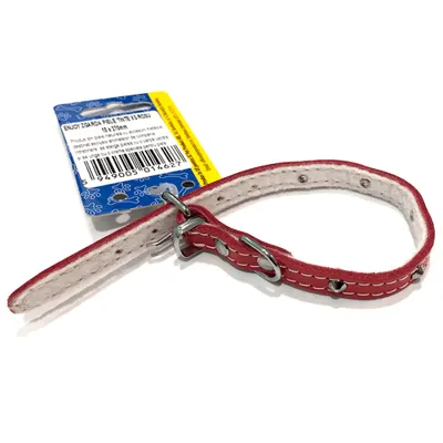 Zgarda reglabila din piele, rosie, cu tinte metalice, 10 mm x 270 mm
