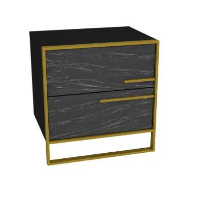Noptiera POLKA, auriu + negru, 50x38,5x51,8 cm
