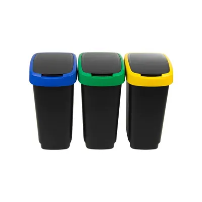 Coșuri de gunoi negre 3 buc. pentru reciclat din plastic reciclat 25 l Twist – Rotho