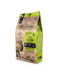 COUNTRY OF ANIMALS hrană uscată cu rață și pară pentru câini M 2 kg