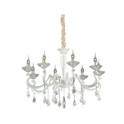 candelabru Candido, 8 becuri, dulie E14, D:880 mm, H:950/1750 mm, Alb