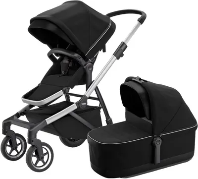 Cărucior combinat 2 în 1 Thule - Sleek, Midnight Black Aluminum