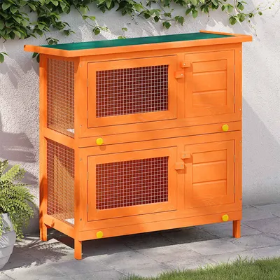 vidaXL Cușcă de iepuri pentru exterior, cușcă pentru animale mici, cu 4 uși, din lemn