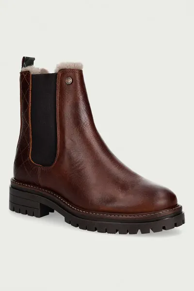 Barbour ghete scurte cu toc plat pentru femei din piele Evie