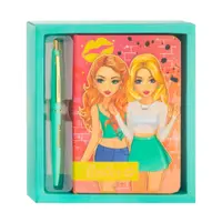 Set jurnal cu pix, Besties, 15 x 10.5 cm, culoarea verde