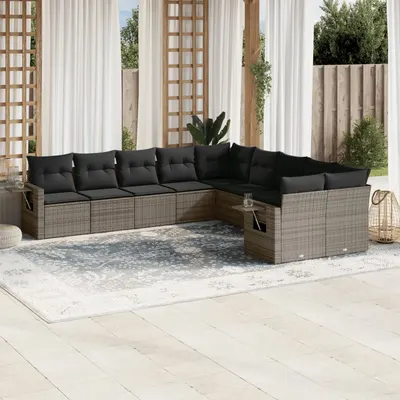 Gossi set mobilier de gradina cu perne, 10 piese, gri, poliratan