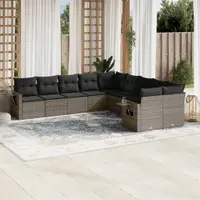 Gossi set mobilier de gradina cu perne, 10 piese, gri, poliratan