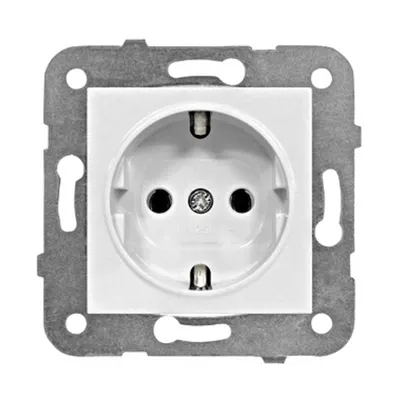 Insert priză 16A, cleme elastice, alb
