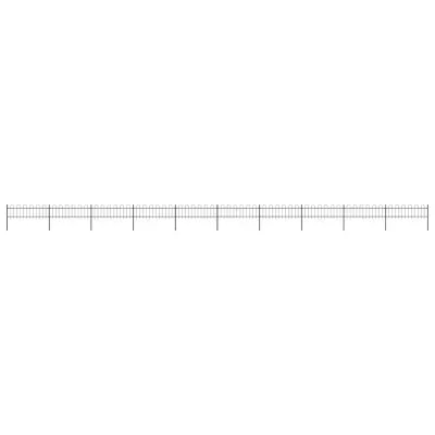 vidaXL Gard de grădină cu vârf circular din oțel 1673x60 cm, negru