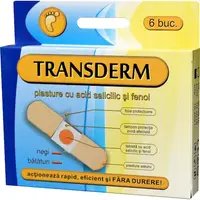 Transderm plasture cu acid salicilic pentru negi si bataturi, 6 bucati