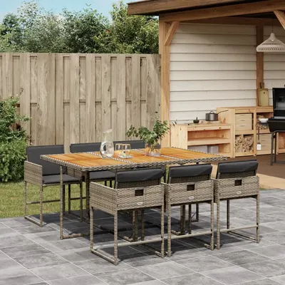 Gossi set mobilier de gradina cu perne, 7 piese, gri, poliratan