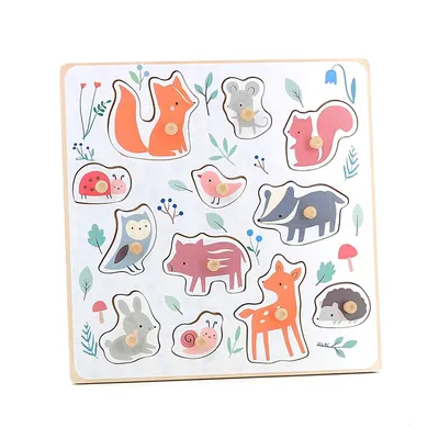 Puzzle din lemn - Forest animals peg puzzle - Sarah Betz