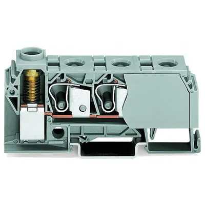 Distribution terminal block; 10 mm²; lateral marker slots; for DIN-rail 35 x 15 and 35 x 7.5; screw-type and CAGE CLAMP®connection; 3 x CAGE CLAMP® connection 10 mm²; 1 x screw-clamp connection 35 mm²; 10,00 mm²; gray
