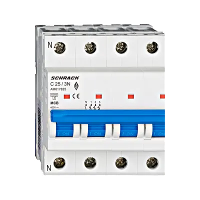 Intrerupator automat tetrapolar MCB, AMPARO 6kA, C 25A, 3P+N