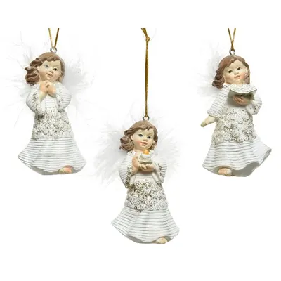 Decoratiune - White Glitter Angel with Hanger - mai multe modele