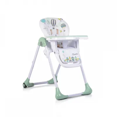 Scaun de masa pentru bebelusi Moni Muffin Verde pliabil,inaltime reglabila 7 pozitii,spatar reglabil cu pozitie de somn,roti,husa impermeabila,centuri de siguranta,tavita dubla