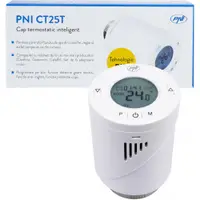Cap termostatic inteligent PNI CT25T pentru calorifer, se conecteaza fara fir cu Hub PNI CT25WIFI cu control prin Internet, aplicatie de mobil Tuya Sm