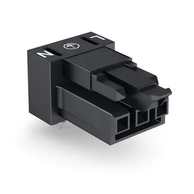 Socket for PCBs; angled; 3-pole; Cod. A; black