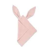 Jucarie textila senzoriala, Qmini, Cu urechi fosnitoare, 30 x 30 cm, Din muselina dubla, Powder Pink