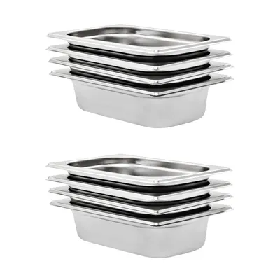 vidaXL Recipiente Gastronorm 8 buc. GN 1/4 65 mm oțel inoxidabil